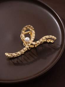 1pc Large Pearl Rhinestone Hair Claw Clip For Women Back Of Head Updo - Multicolor - View 4