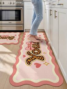 DAJIANG 1pc Leopard Print Bowknot Oval Long Rug, Suitable For Bathroom, Kitchen, Outdoor, Hallway, Bedroom, Living Room, Machine Washable Easy To Clean, Non-Slip Entryway Mat, Bedroom Decor Carpet Accessory - Multicolor - View 7