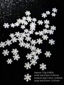 50Pcs 3D Christmas Snowflake Nail Charms, Mixed Size White Silver Glitter Resin Snow Flake Nail Art Decorations For Winter Xmas DIY Manicure Accessories - Multicolor - View 12