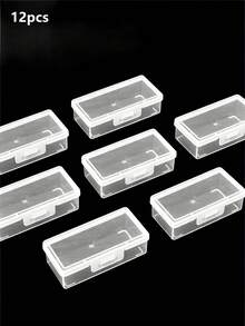 12pcs/9pcs/6pcs/3pcs/2pcs/1pc Nail Art Tool Storage Box, Nail File Box, Nail Tool Box, Nail Pen Storage Box, Storage Box, Light Therapy Pen Sponge Buffer Storage Box, Portable Long Box, Nail Supplies Plastic Transparent Tool Box, Nail Chip Box, Storage Box - White - View 12