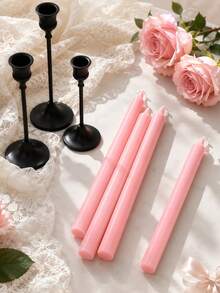 2/4PCS, Sweet Style Pink Pointed Glossy Long Rod, Scented Long Rod Candles, 0.78*9.84 Inches Pink Long Rod Candles, Suitable For Home Decoration, Tabletop Decorations, Birthday Gifts, Gift Box Set, Holiday Ornaments - Multiple Styles - View 2