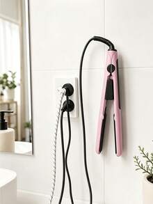 No-Drill Strong Adhesive Wall-Mounted Hair Straightener Holder, Heat-Resistant Hair Tool Storage Rack, Curling Iron And Straightener Stand, Universal For Bathroom, Vanity, Cabinet, Kitchen, Towels, Bathrobes, Clothes, Bags, Cosmetics - Multicolor - View 4