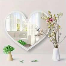 1pc Acrylic Mirror Wall Sticker Self-Adhesive Wall Surface Acrylic Creative Cartoon Cute Heart-Shaped Patch Adhesive Bathroom Mirror Creative Mirror Wall Sticker - A - View 8