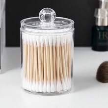 Acrylic Transparent Cotton Swab Toothpick Storage Box, Dual Compartment Design, Transparent Cosmetic Storage Box, Suitable For Bathroom, Vanity, Medicine Cabinet Countertop, Durable Odorless Container - A - View 11