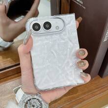 奢華極簡水波紋透明手機殼，相容 iPhone Duo，後蓋折疊翻蓋手機殼，中性防摔保護殼 - 無色 - 查看 4