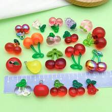 18/20pcs Transparent Acrylic Fruit Charms Iridescent Cherry Peach Pear Grape Apple Pendant For DIY Bracelet Necklace Earring Jewelry Making Findings - Multicolor - View 2