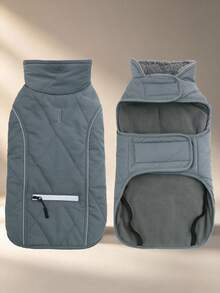 Metglad Quilted Dog Winter Coat, Cold‑Resistant Pet Jacket With Storage Pocket, Reflective Adjustable Cold‑Weather Dog Snow Suit, Indoor & Outdoor Wear For Small, Medium & Large Dogs - Grey - View 5
