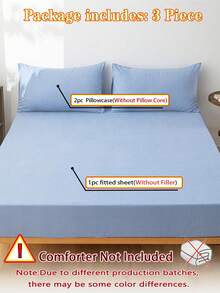 Camel Color Brushed Skin-Friendly Soft Comfortable 3 PiecesBed Sheet Set - Baby Blue - View 8