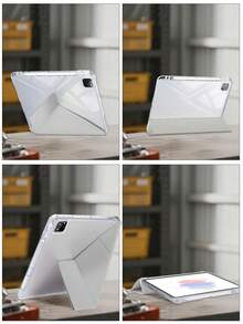 1件黃色與藍色條紋平板電腦保護殼，兼容 iPad Mini6/7/Air/Air2/9.7/10.2/10.5/10.9 (Air4-Air8)/Pro 11/10th Gen/A16/Pro 11 2024，彩繪圖案平板保護殼配透明壓克力背殼，絲綢質感 8 折疊支架，自動休眠/喚醒，內置筆槽，不含筆，部分機型附相機框 - 彩色 - 查看 9