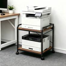 Techigher 2-Tier Printer Stand With Height Adjustable Shelf, Under Desk Rolling Printer Table With Lockable Wheels For Home Office Storage - Multicolor - View 8