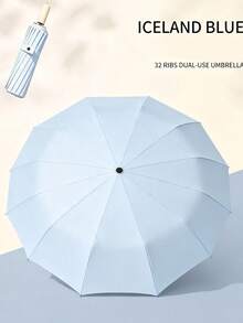 Dual-Color 16-Rib Folding Umbrella, Portable Windproof Umbrella, Lightweight Sunshade Umbrella, Outdoor Daily Travel And Travel Accessory - Multicolor - View 8
