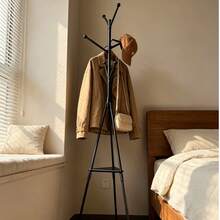 7‑Hook Freestanding Coat Hanger With Bottom Tray, 360° Rotatable Tripod Clothes Rack, Stable Tri‑Leg Coat Stand For Bedroom Living Room Entryway - A - View 1