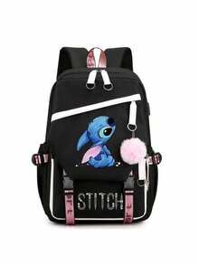 Stitch 3D Printed Cartoon Cute Backpack With USB Charging Port, Casual And Durable Outdoor Travel Backpack For Adults, Girl And Boy - Multicolor - View 9