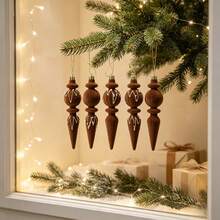 6Pcs Velvet Icicle Ornaments For Christmas Tree Holiday Hanging Decorations - Chocolate - View 2