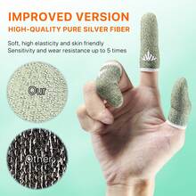 4 Packs Gaming Finger Sleeves Sharp Green Armor, Compatible With All Touchscreen Devices Silver Fiber Cover, High Sensitivity, Anti-Slip, Breathable, Gaming Finger Gloves Ideal For Sweaty Hands, /COD Mobile/FPS - Multicolor - View 9