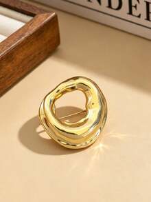 1件極簡金屬光澤女款胸針：時尚高端腰部裝飾胸針，適用於洋裝與大衣 - 金色 - 查看 2