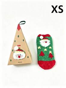 Juego de caja de regalo de calcetines de invierno de felpa de coral con diseño de Papá Noel de dibujos animados, calcetines de vacaciones suaves, cálidos y cómodos, calcetines de regalo para el hogar, múltiples tamaños adecuados para toda la familia - Multicolor - Ver 10
