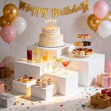 EZIFY 6 White Cube Dessert Stands | 5-Sided Display Trays - Festive Cake Holder For Party/Wedding/Christmas - White - View 5