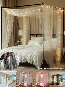 1pc Bed Curtain Mosquito Net, Bed Canopy 75*600cm, 75*300cm, Sheer Transparent Curtain Drape, Veil, For Wedding/Party/Tablecloth/Birthday/Home Decor/Mosquito Net (Light Strip And Accessories Not Included) - Multicolor - View 1
