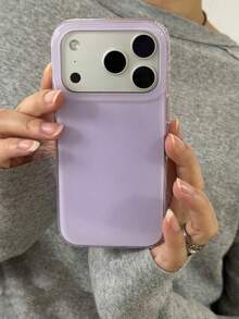 可愛果凍亮面手機殼，適用於 iPhone 17ProMax 17Pro 17 17Air 16 15 14 13 12 Pro Max 11，純色防震軟質後蓋 - 淺灰紫 - 查看 3