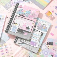 24 Sheets/Bag Sticker Book Basic Graphic & Text Theme Creative Scrapbook Supplies, Scrapbooking Accessories For Decorating Cards, Photo Frames, Computers, Phone Cases, Water Bottles, Magazines, Stationery Boxes, Suitcases, Desktop Decoration Stickers - Sticker Book - View 1