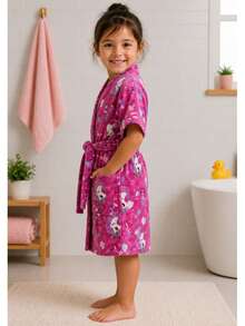 Bathrobe - Pink Unicorn - View 2