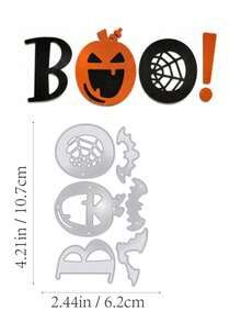 1pc Halloween Text Metal Cutting Die, Happy Halloween Letter Die Cut, DIY Paper Craft Card Template, Suitable For Scrapbooking, Embossing And Decorative Crafts - Halloween Decor - View 11