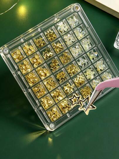 Caja de almacenamiento de acrílico transparente con tapa, organizador duradero de múltiples secciones para accesorios de arte de uñas, strass, joyas, cuentas y manualidades, contenedor rectangular de escritorio con cierre a presión, ideal para uso en el hogar, oficina y salón, solución de almacenamiento moderna y elegante