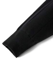 Sweater Polo Pria Musim Gugur/Dingin Serbaguna Bergaris Potongan Slim Fit Bahu Reguler Kerah Resleting Lengan Panjang - Hitam - View 10