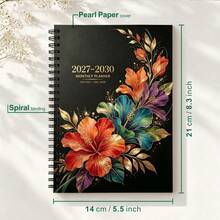 1 قطعة مخطط شهري A5 2027-2030 بغلاف بنمط هندسي وزهري، دفتر تقويم بسلك حلزوني 48 شهر، ورق فاخر بسلك مزدوج، منظم جدول أسبوعي وشهري للطالب والمكتب والمدرسة والمنزل - A5 - مشاهدة 3