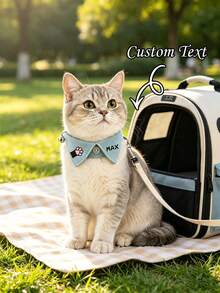 Custom Cat Collar With Name Paw Print Adjustable Breakaway Kitten Collar Suitable For Daily Wear,Photo Props,Lightweight Comfortable Bow Tie For Tags - Multicolor - View 1
