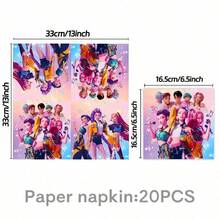 KPop Demon Hunters 51pcs Cartoon Anime Birthday Theme Party Set, Back To School Season Decoration, Holiday Essential Suitable For 10/20 People, Disposable Birthday Party Tableware Including Plates, Cups And Napkins. Holiday Decoration Supplies, Suitable For Camping, Picnic, Backyard BBQ And Party Decoration, Also Ideal Decoration For Halloween, Christmas And Party, And A Great Surprise Gift For Fans. - Multicolor - View 14