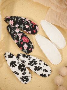 6pcs Fabric Water Drop BB Hair Clips Set, Floral Plaid Embroidered Hair Clips, Travel Gift Daily Decoration Hair Accessories - Mixed color - View 11