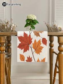 1pc,Autumn Style Table Runner,Maple Leaf Print,Microwave Dust Cover,Protective Cover,Rectangular Tablecloth,Washable,Suitable For Home Dinner,Coffee Table,Kitchen And Dining Room Decor,Dining Table Decoration Party And Scene Decor,Home Decor,Outdoor Patio Table Runner Decor,Entryway Decor,Fireplace Cloth Decor - Multicolor - View 6