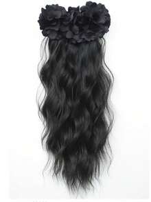 Women's Long Wavy Curly Ponytail Hair Extension With Banana Clip And Flower Clip, Premium Clip-In Ponytail Piece - Multicolor - View 8
