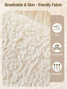 1PC Plush Cat‑Paw Embroidered Sofa Seat Cushion, Soft Fuzzy Teddy Fleece Sofa Cover, Skin‑Friendly Breathable Pet‑Resistant Furniture Protector, Machine Washable Non‑Slip Couch Pad For 1‑2‑3‑4 Seater Sofa - Beige - View 4