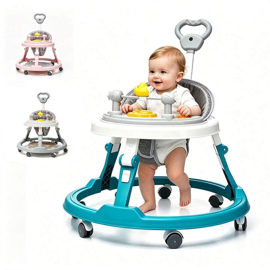 Andadera para Bebé 3 en 1 Multifuncional con Música y Luces, Plegable y Altura Ajustable para Bebés de 6 a 18 Meses - Azul - Ver 1