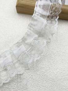 10 Yards Double Layer Ruched Chiffon Lace Trim, 5cm Wide, Double Layer Flounce, Tulle Lace, Jacquard Lace, Suitable For DIY Sewing Crafts, Pillowcase Decoration - Multicolor - View 10