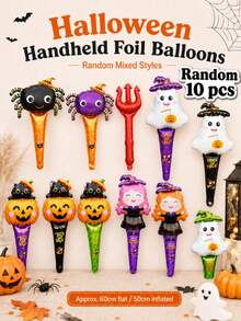Tongkat Balon Tiup Kartun Halloween, Balon Foil Metalik Campuran Hantu, Penyihir, , Mainan Tiup Genggam, Suvenir Pesta Liburan dan Dekorasi Suasana, Cocok untuk Anak-anak - View 11