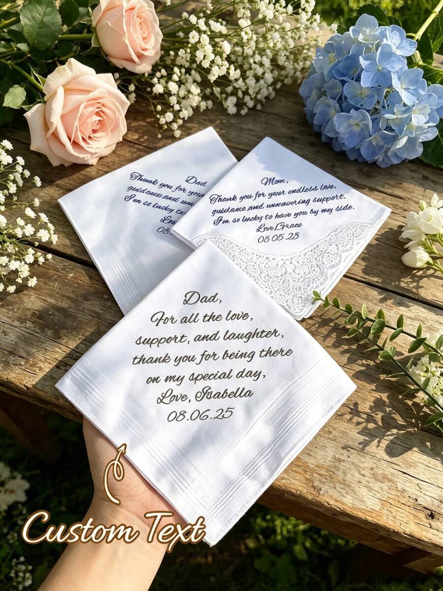 Customized Photo Wedding Handkerchief: Gift, Bride's Mother Gift, Wedding Gift For Parents, Wedding Keepsake, Wedding Handkerchief, Gift For Bride's Father, Groom's Father Gift