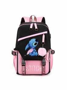 Stitch 3D Printed Cartoon Cute Backpack With USB Charging Port, Casual And Durable Outdoor Travel Backpack For Adults, Girl And Boy - Multicolor - View 7