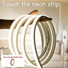 Dimmable Touch USB LED Neon Light Strip, Dual Color Temperature (Warm White And White) Optional, Flexible Neon Light Rope, DIY Cuttable Decorative Light, Suitable For TV Backlight, Bedroom Mirror, Stairs, Wardrobe, Living Room Decoration - Neon Light - View 3
