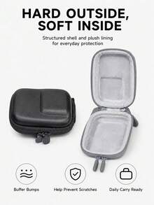 Mini Hard Shell Carrying Case Compatible With DJI Osmo Action 6, Compact Camera Storage Case With Soft Plush Lining, Raised Lens Space, Dual Zipper And Carabiner For Travel And Everyday Carry - View 5