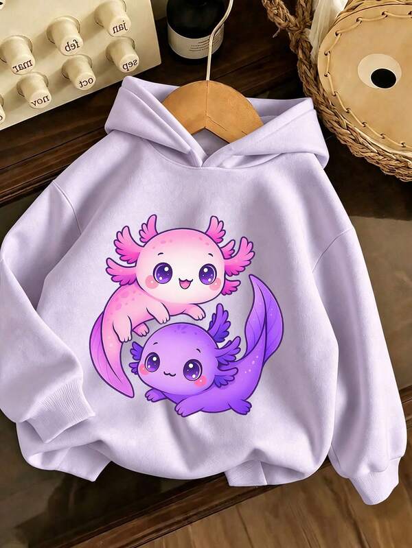 Tween Girl 1pc Fleece Lined Thick Warm Hooded Sweatshirt, Young Student Children's Clothing, Suitable For Kids Autumn/Winter Long Sleeve Top