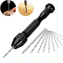 11pcs 0.8-3.0mm Manual Twist Drill Bit Set, Hand Drill Tool, Manual Twist Drill, Woodworking DIY Mini Manual Punching And Enlarging Drill, Stationery Tool, Hand Tool, Hand Drill, Amber Making Tool - Hand Drill Set - View 2