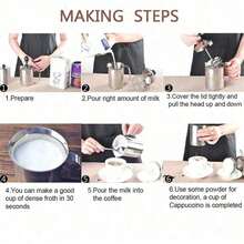 400ML Stainless Steel Handheld Milk Frother Double Mesh Coffee Cappuccino Milk Creamer Foamer Maker Kitchen Accessories - Silver - View 4