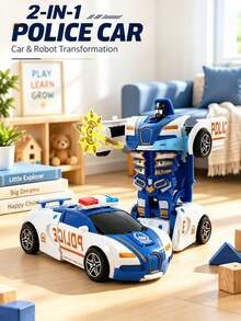 1pc Robot Transforming Toy Car, Creative Fun Cool Sports Car, Collision Auto-Transforming Robot Mode, Vehicle Toy Set, Children's Toy Car, Robot Toy, Christmas Gift, Boys Toy, Kids Game, Back To School - Multicolor - View 11