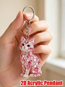 Crystal 2d Pendant Keychain, Sparkling Diamond Animal Key Ring, Stylish Bag Charm Accessory,Holder For Purse Backpack Car Keys,Gifts For Animal Lovers - Multicolor - View 3