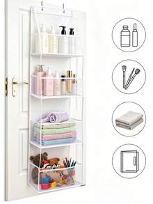Bathroom Door Hanging Storage Bag, Multi-Purpose Door Back Organizer, Compartment Storage, Foldable Home Storage Bag, Wall-Mounted Multi-Layer Transparent Visible Storage Bag - Multicolor - View 7