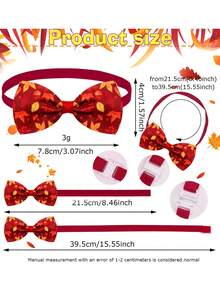 6/16/30/60/100Pcs Autumn Thanksgiving Maple Pumpkin Pet Bow Ties & Neckties, Fabric Flower Elastic Decor For Small & Medium Dogs & Cats, Pet Photoshoot Props For Daily Outfits & Party, Cute Gifts To Make Pets Happy For Pet Birthday & Christmas - Multicolor - View 2